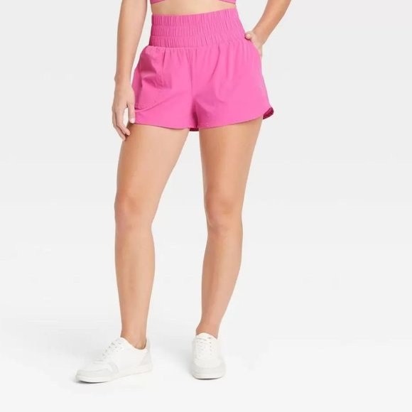 JoyLab Pants - Women's High-Rise Woven Shorts 3" - JoyLab Berry Pink Size XL